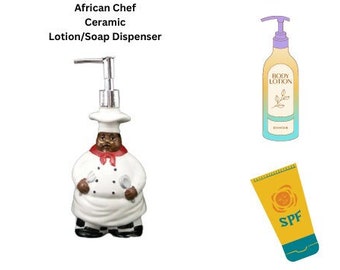 Hand Painted African American Chef Lotion and Soap Dispenser