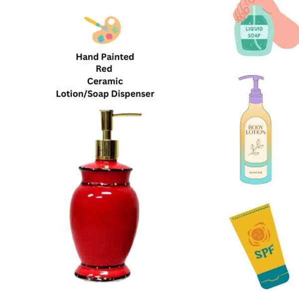 Ceramic Lotion/Soap Dispenser, Red