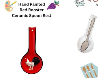 Hand painted Tuscan rooster ceramic Spoon Rest