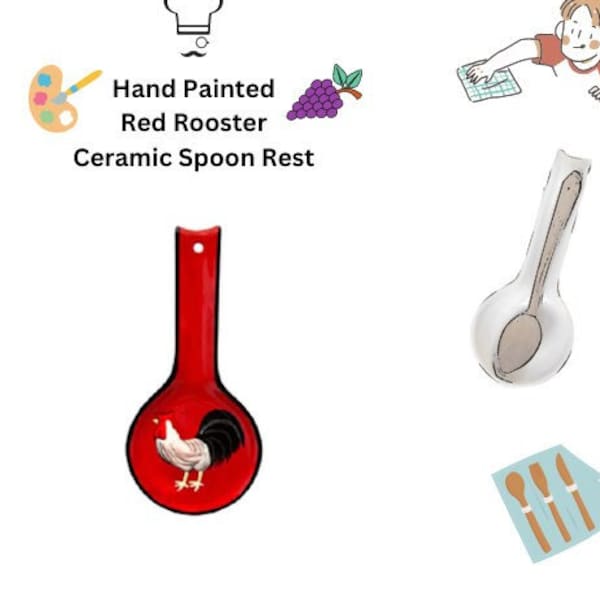 Hand painted Tuscan rooster ceramic Spoon Rest