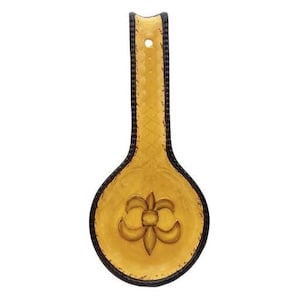 Yellow Flower Spoon Rest – Hand‑Painted Ceramic Spoon Holder, Kitchen Counter Decor, Flower Kitchen Gift, Drip Tray