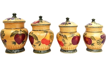 Hand Painted Tuscan Fruit Ceramic Canister Set