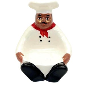 Chef Sponge Holder – Hand-Painted Ceramic Kitchen Sink Organizer, Cute Dish Scrubber Caddy, Whimsical Decor Gift