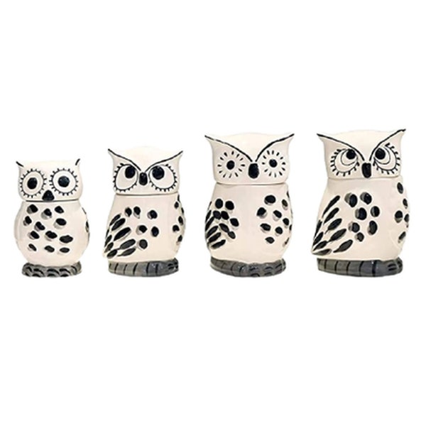 Owl Ceramic Kitchen 4pc Canister Set