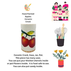 Hand Painted Apples Ceramic Utensil Holder
