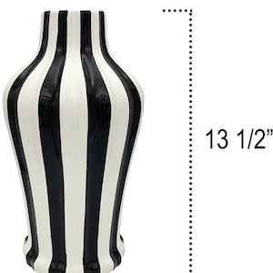 Tuscan Collection Black and White Stripe Ceramic Vase image 2