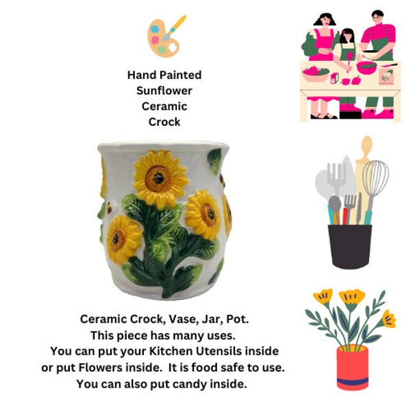 3D Sunflower Ceramic Utensil Holder