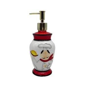 Chef Figurine Soap Dispenser – Hand‑Painted Ceramic Pump for Kitchen or Bath