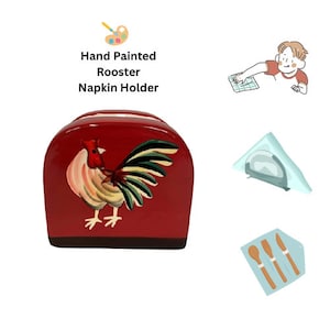 Servilletero con forma de gallo toscano pintado a mano