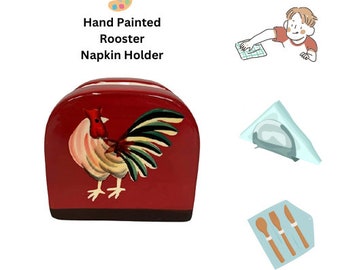 Hand Painted Tuscany Rooster Napkin Holder