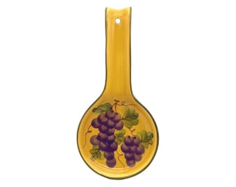 Hand painted Tuscany Grape Ceramic Spoon Rest