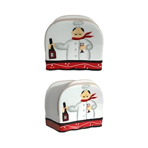 Chef Napkin Holder – Hand-Painted Ceramic Kitchen Counter Decor & Organizer, Gift for Hosts