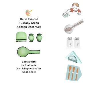 Green Tuscany Salt and Pepper shaker napkin holder Set