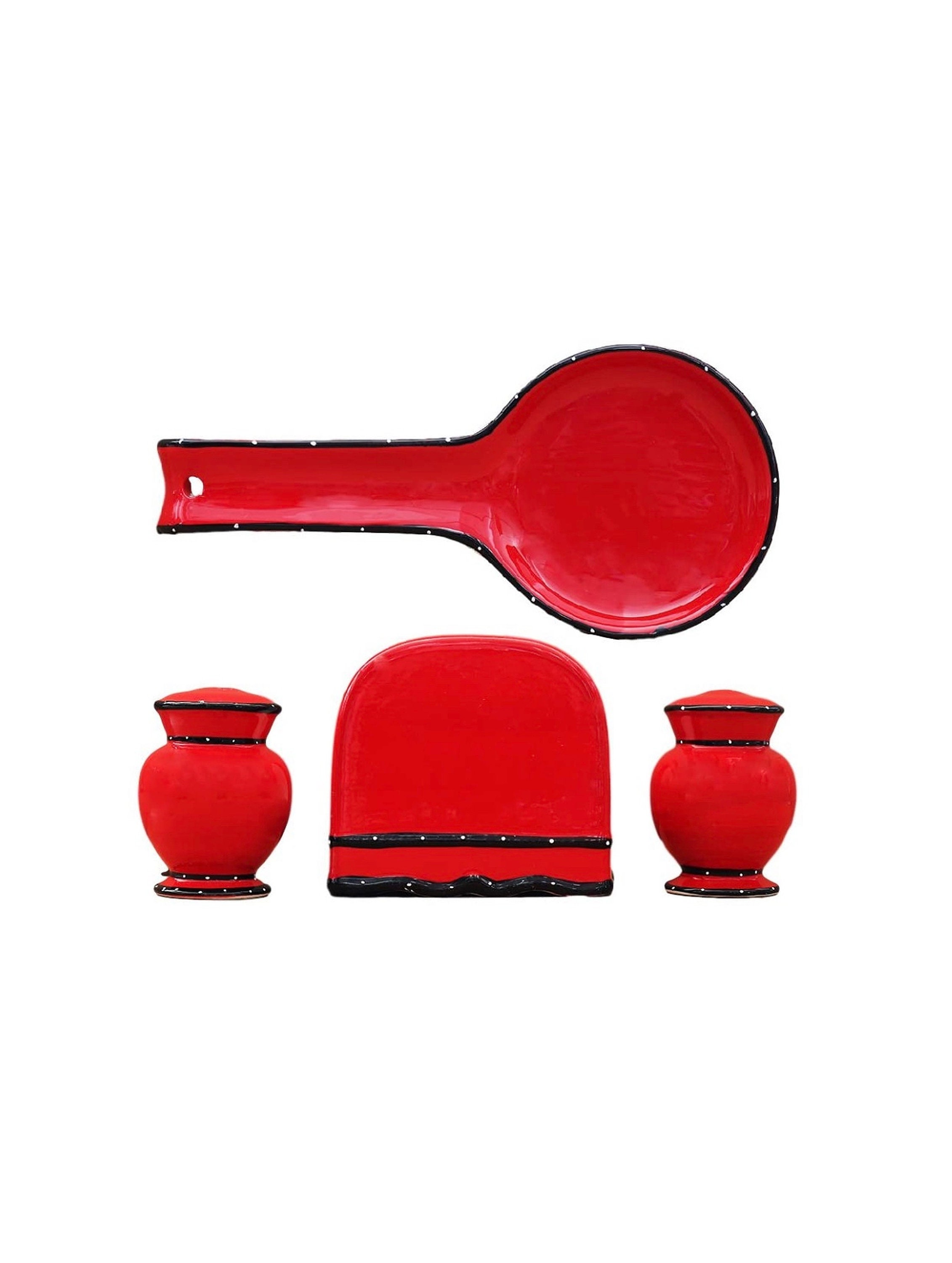 Red Ruffle 4-Pc Stove Cover Set Red Ruffle 4-Pc Stove Cover Set