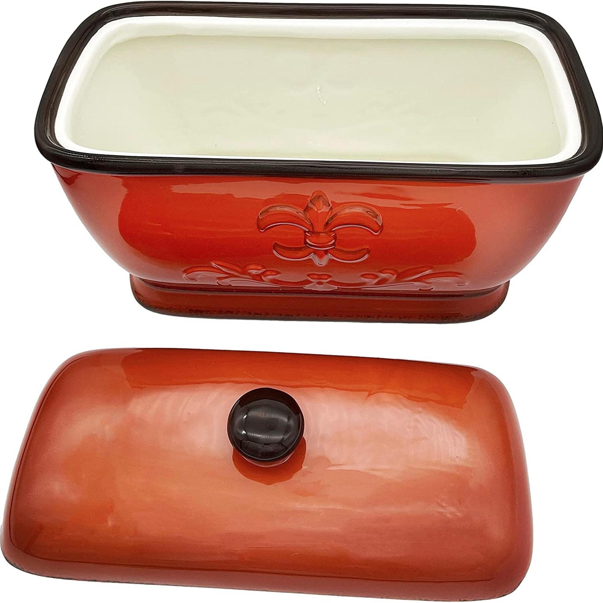 Red Bread Box Ceramic Canister / Hand Painted Etsy