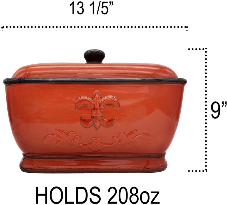 Red Bread Box Ceramic Canister / Hand Painted Etsy