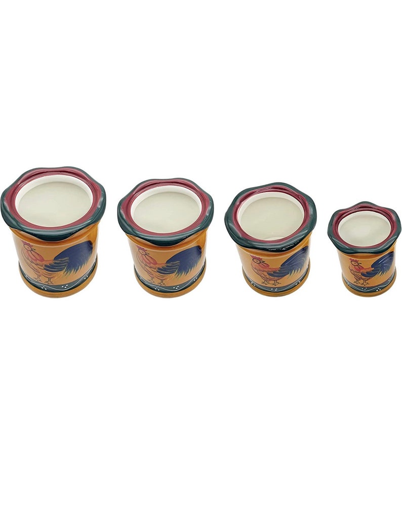 Hand Painted Rooster Ceramic Canister Set Etsy