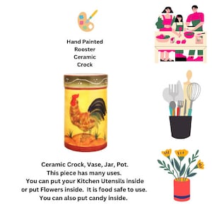 Hand Painted Rooster Ceramic Vase
