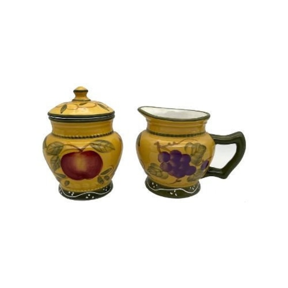Tuscan Fruity Tea Coffee Creamer and Sugar Bowl Set