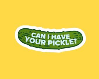 ¿Puedo tener tu pepinillo? Etiqueta engomada del vinilo