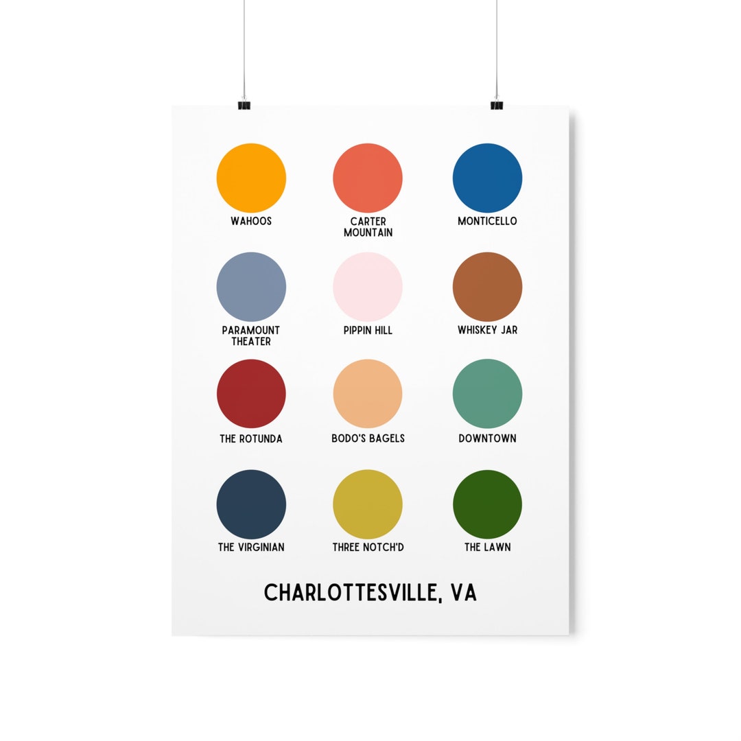 Charlottesville Virginia Color Palette Poster Etsy