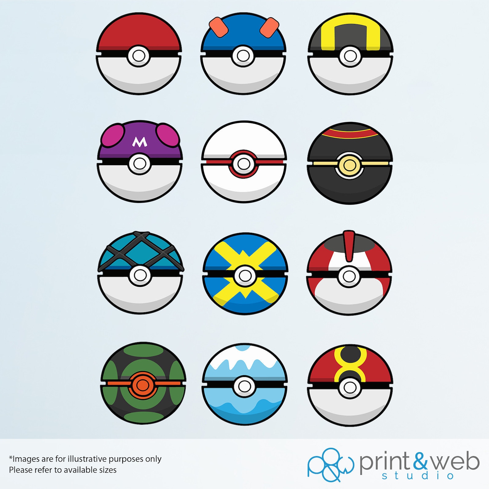 Pokemon Pokeball 12 Sticker Bundle for Walls Laptops Phones Etsy