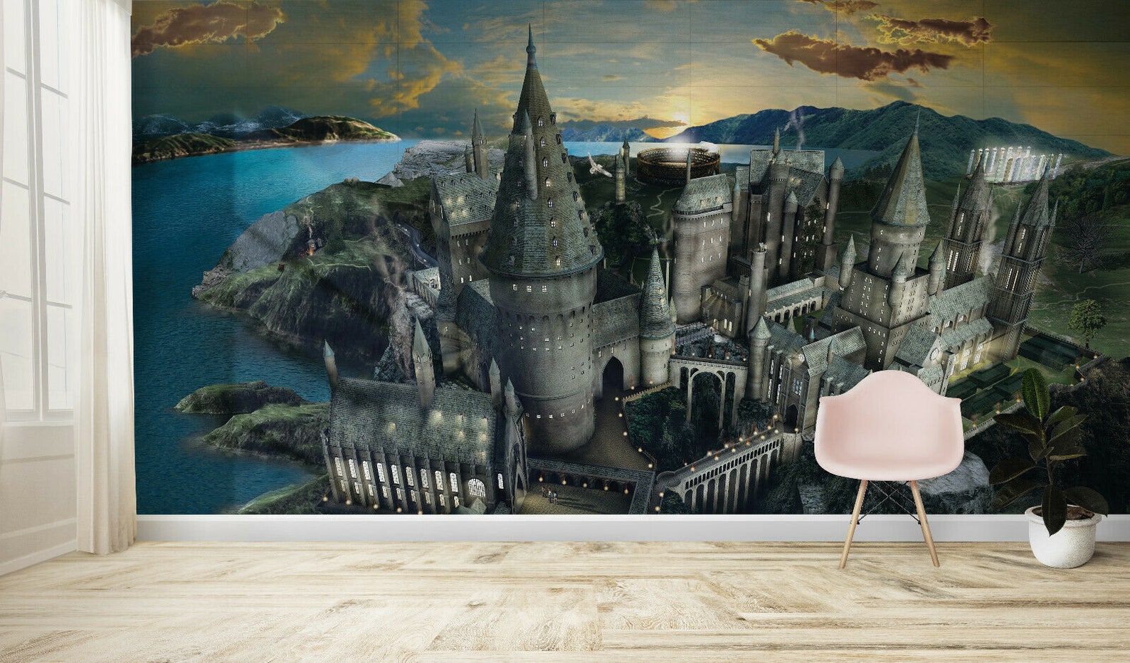 Harry Potter Hogwarts Castle Wall Mural Quality Pasteable Etsy