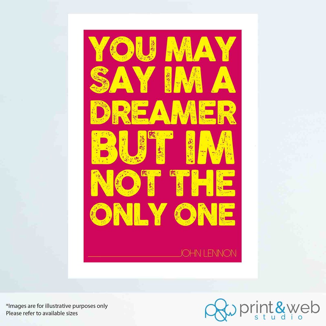 John Lennon Imagine Lyrics Poster Print Art Dreamer - Etsy