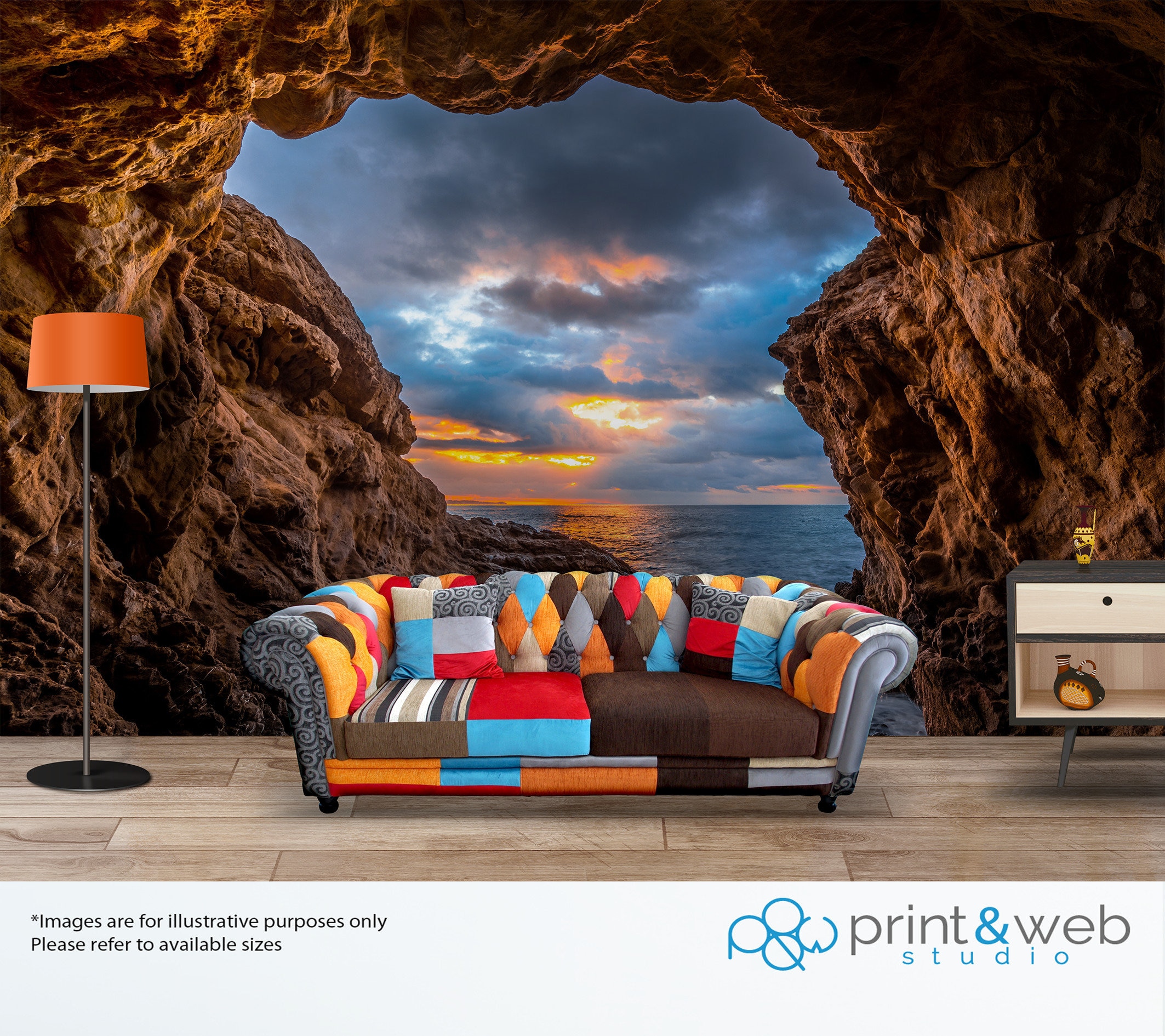 Ocean Cave Wall Mural Quality Pasteable Wallpaper Etsy UK