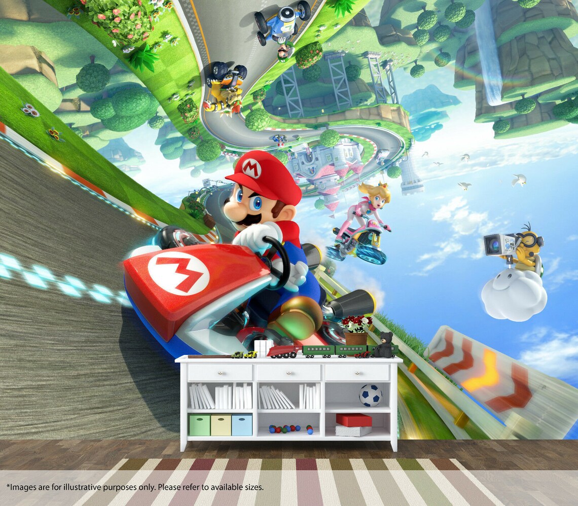 Super Mario Kart Wall Mural Wall Art Quality Pastable Etsy