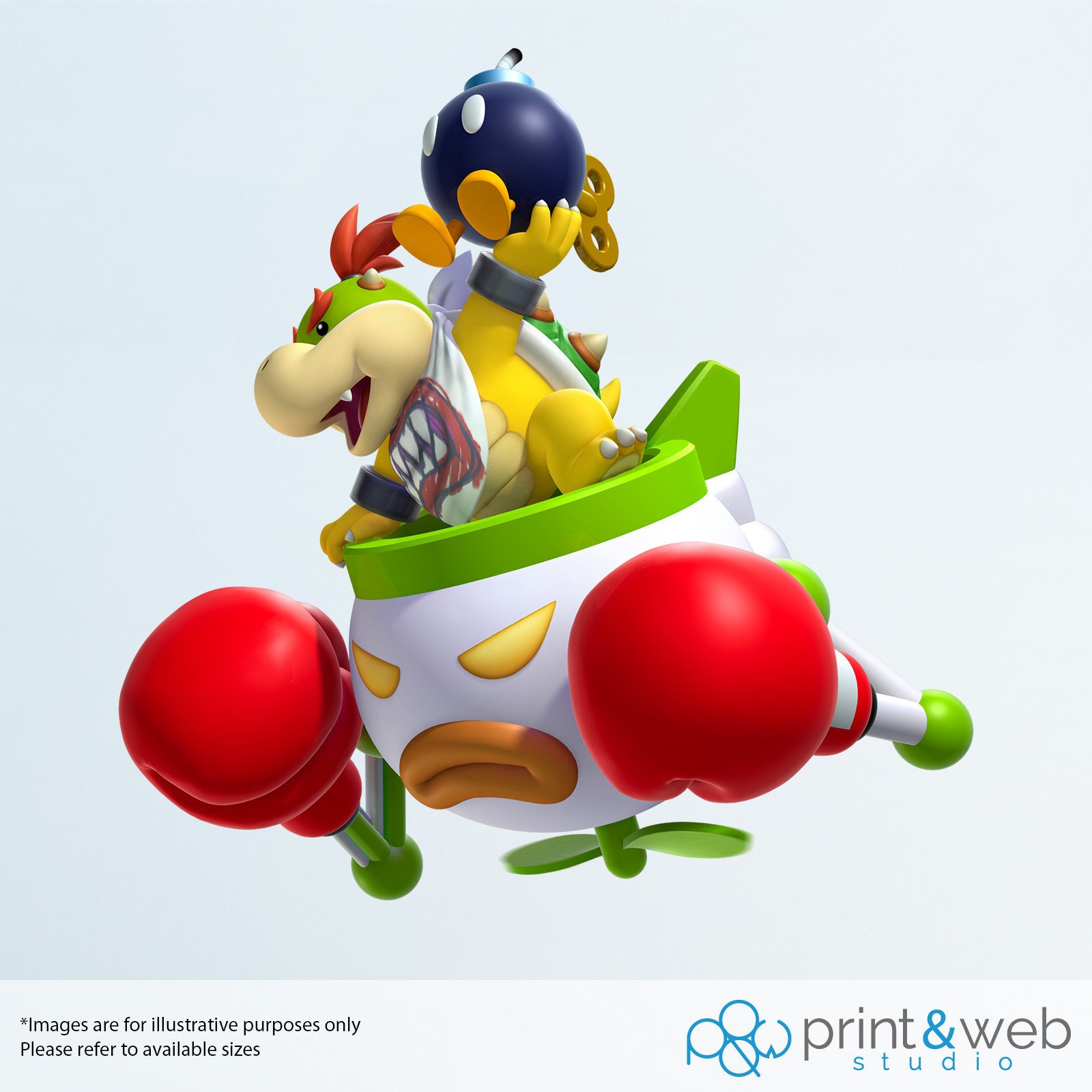 Bowser Jr Koopa Clown Car Super Mario Wall Sticker Decal