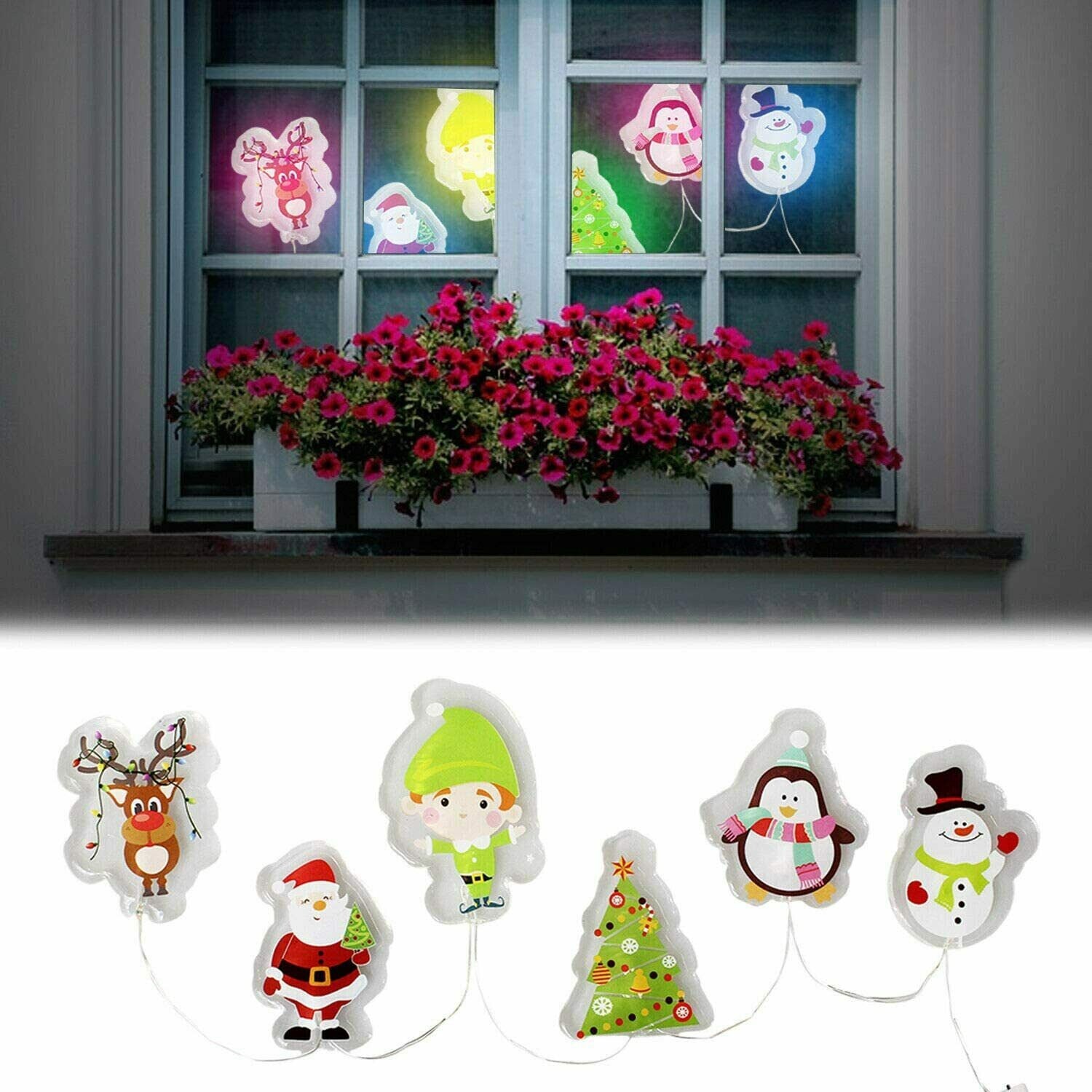 Christmas Light Up Gel Window Glass Door Stickers Coloured LED Etsy