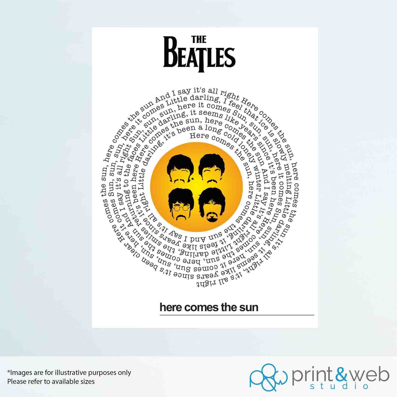 The Beatles Here Comes The Sun Tekst The Beatles Here Comes The Sun Lyrics Print Poster Lyric Art | Etsy