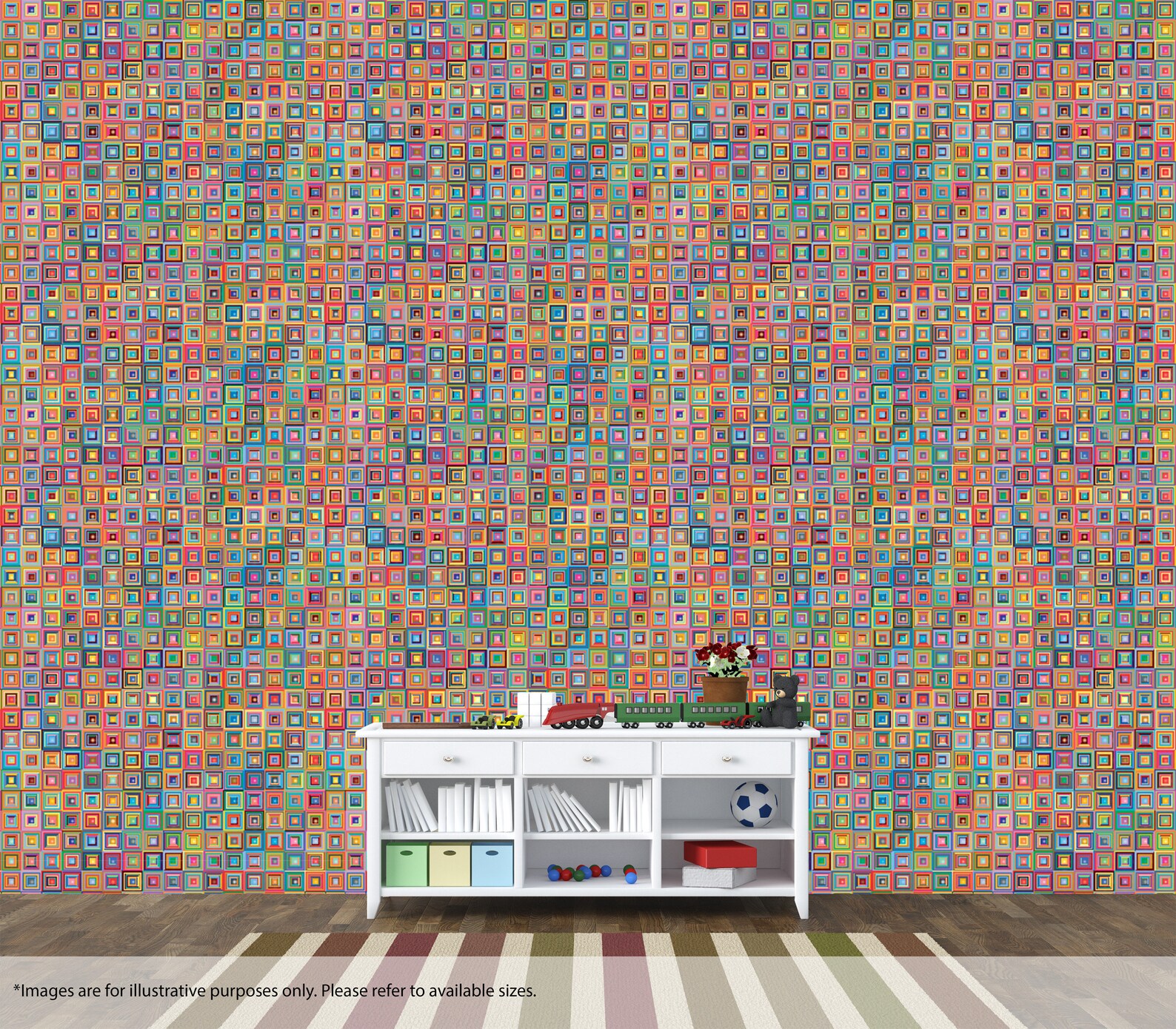 Retro Squares Wall Mural Wall Art Quality Pastable Wallpaper Etsy UK