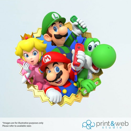Super Mario Characters Smash Wall Sticker Decal Bedroom Vinyl Etsy