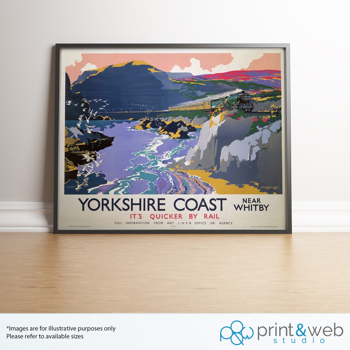 Yorkshire Coast Vintage Travel Poster Print Wall Art Home Etsy UK