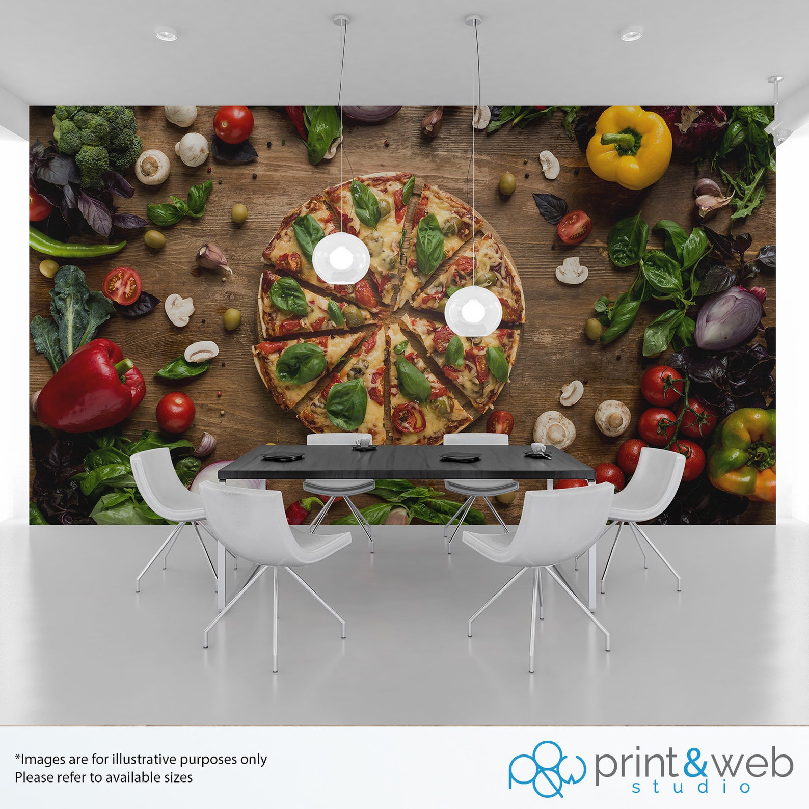 Pizza Wall Mural Wall Art Quality Pasteable Wallpaper Decal Etsy