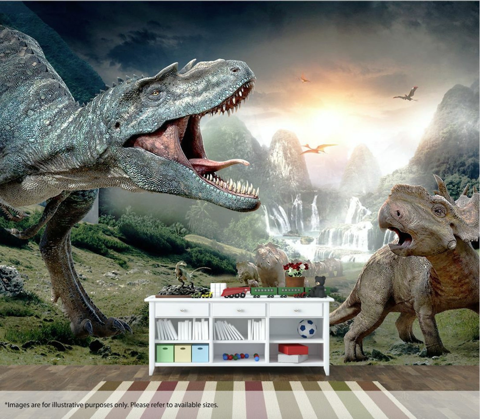 Dinosaur Wall Mural Wall Art Quality Pastable Wallpaper Decal Etsy