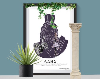 Downloadable Greek Mythology inspired Hades Print | Handmade | Local Artist | Digital Art | Wall Art | Home Decor | Poster | Gifts