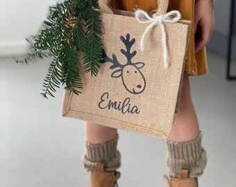 Petite Jute Santa Claus Christmas Gift Bag