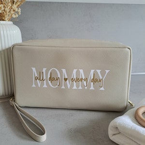 Wickelclutch, Windeltasche, personalisierte Windeltasche, Geburtsgeschenk, Mombag, Mom, Wickeltaschen, Wechselkleidung, Geschenk Geburt Beige