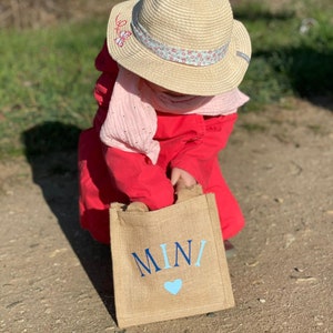 Mini, Kinder Jutetasche, Shopper, Jutetasche, Personalisierte Jute Tasche, Tragetasche 画像 5