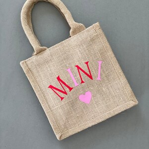 Mini, Kinder Jutetasche, Shopper, Jutetasche, Personalisierte Jute Tasche, Tragetasche 画像 8