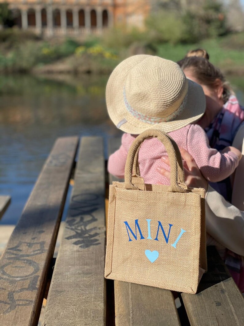 Mini, Kinder Jutetasche, Shopper, Jutetasche, Personalisierte Jute Tasche, Tragetasche 画像 4