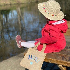 Mini, Kinder Jutetasche, Shopper, Jutetasche, Personalisierte Jute Tasche, Tragetasche 画像 6