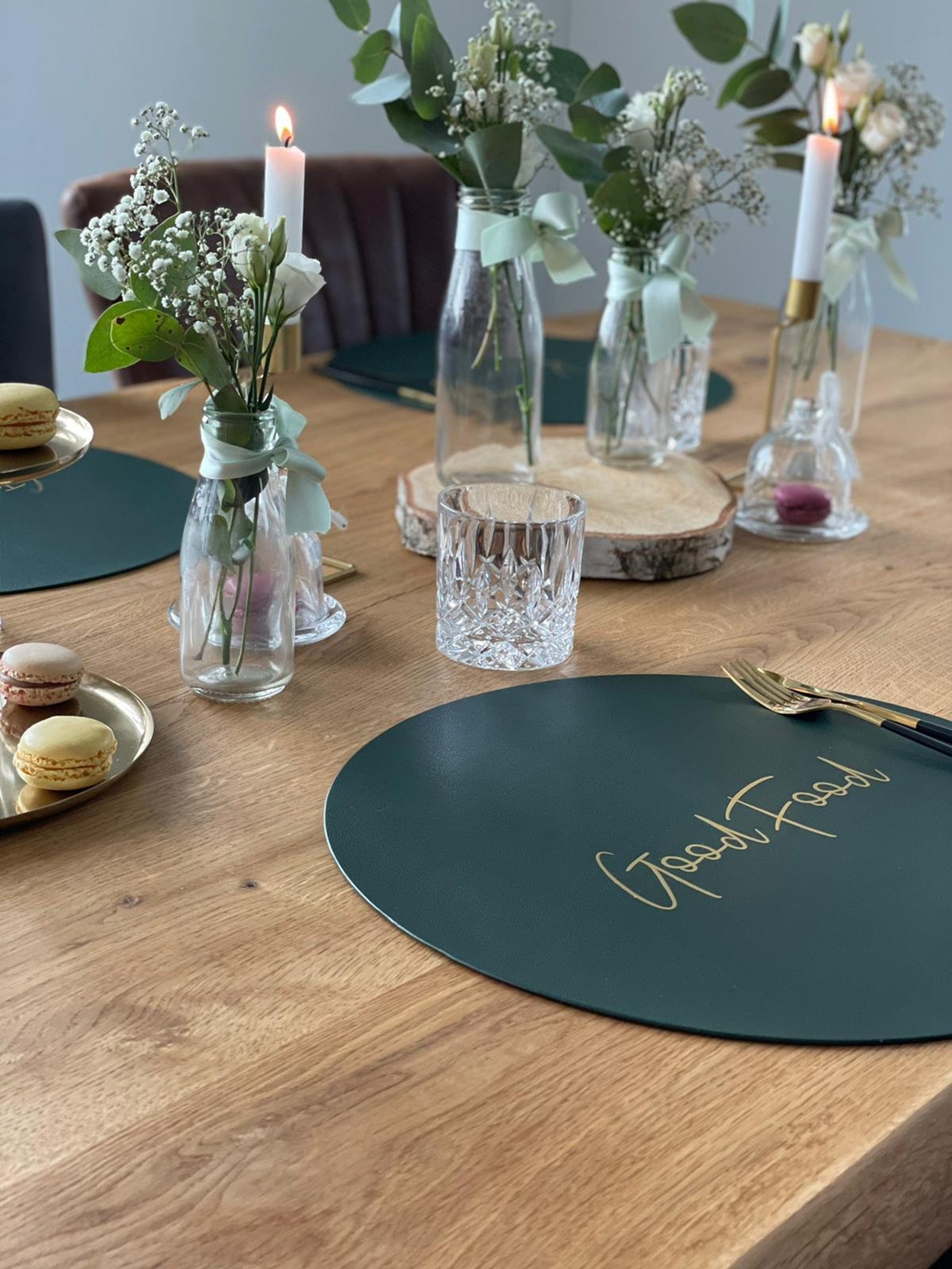 Green placemats square mat personalized washable Etsy