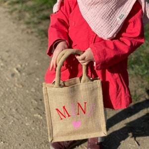 Mini, Kinder Jutetasche, Shopper, Jutetasche, Personalisierte Jute Tasche, Tragetasche 画像 7