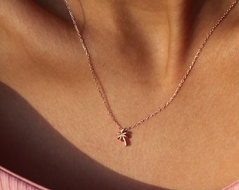 KATARINA Sapphire Gemstone Palm Tree Pendant Necklace in Gold or Silver 1/4 cttw KATARINA Sapphire Gemstone Palm Tree Pendant Necklace in Gold or Silver 1/4 cttw