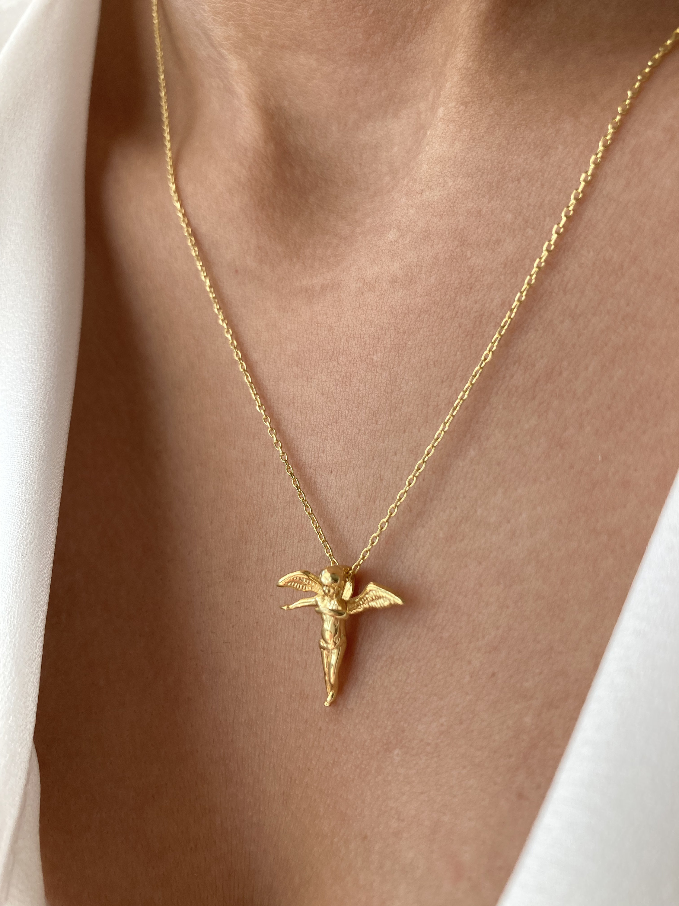 14K Gold Plated Angel Necklace Baby 
