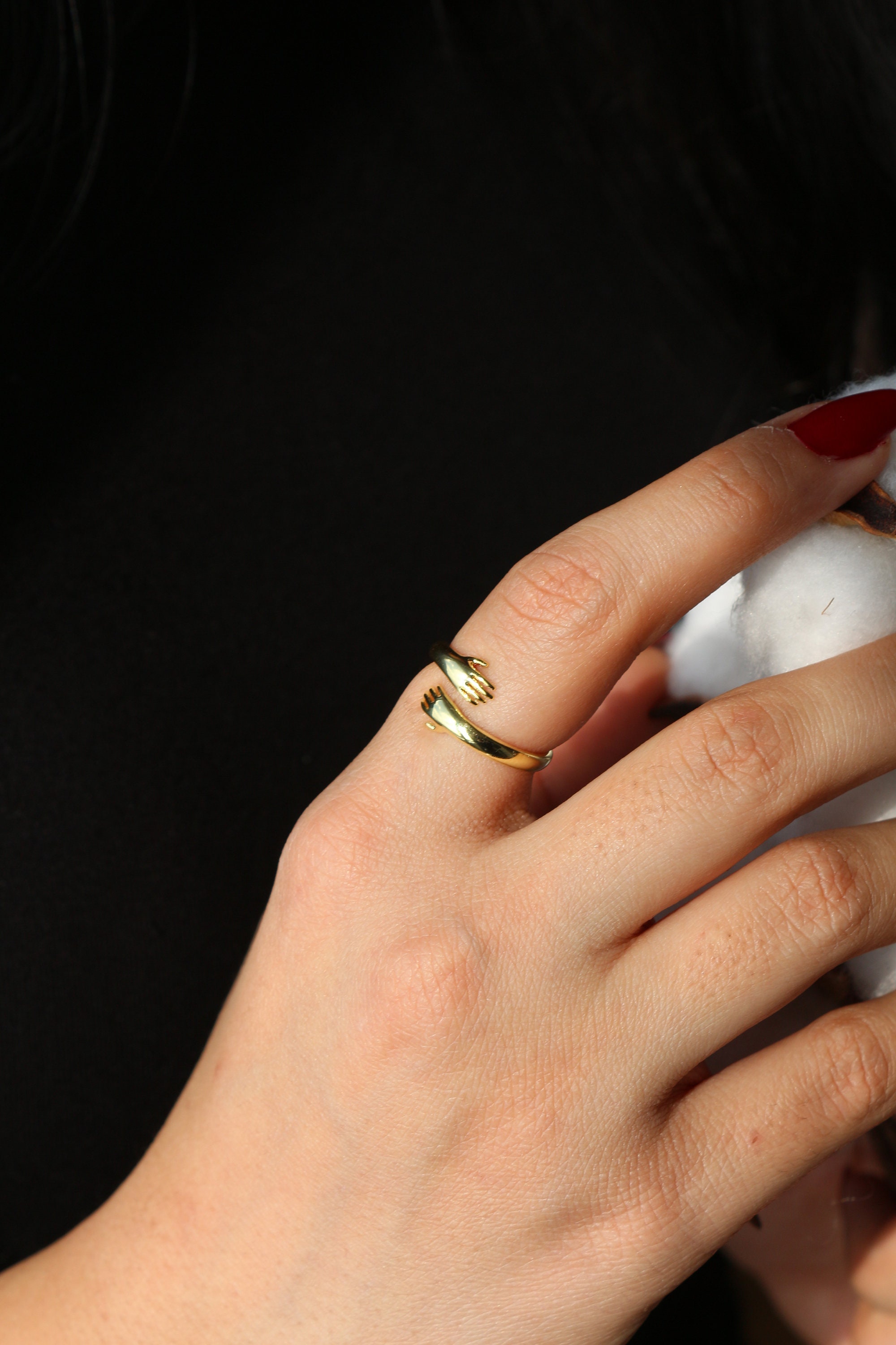 14K Gold Hand Ring High Quality Jewelry Adjustable Two Etsy Singapore